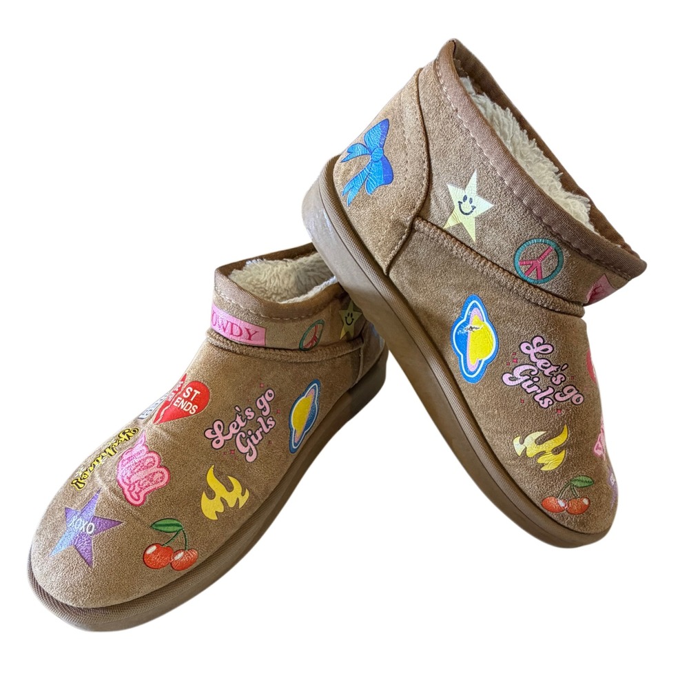 Steve Madden Girls Patchwork Sherpa Boots Y2K Cozy Rare Discontinued Size 4